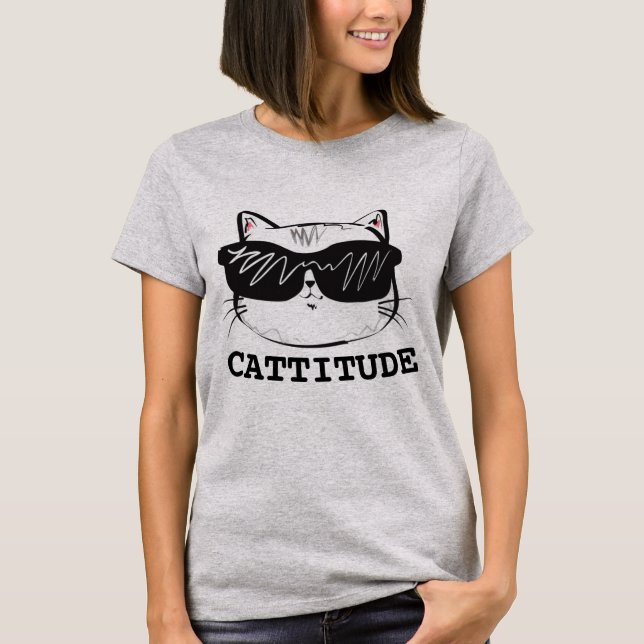 CATTITUDE Roliga Katt T-Shirts (Framsida)
