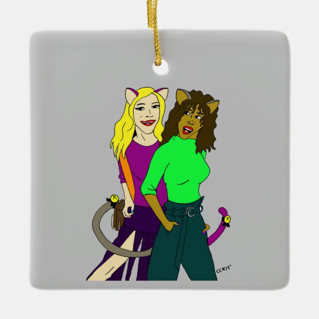 cattjejer julgransprydnad keramik (Framsida)