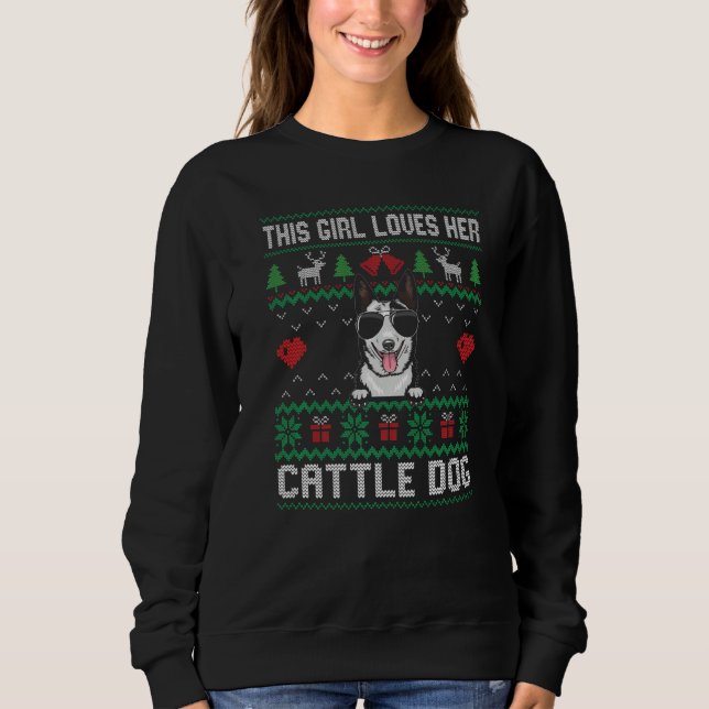 Cattle Dog Girl Cool Ugly Christmas for Dog Mom Pr T Shirt (Framsida)
