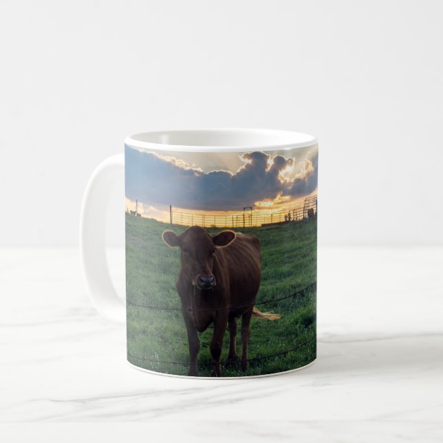 Cattle Farm Sunset Coffee Mugg (Framsida vänster)