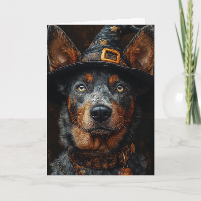 Cattle Hund Halloween Helgkort (Framsida)