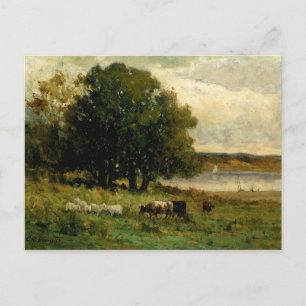 Cattle Near River - Edward Mitchell Banister Vykort