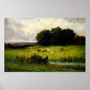 Cattle Near Stream - Edward Mitchell Banister Poster