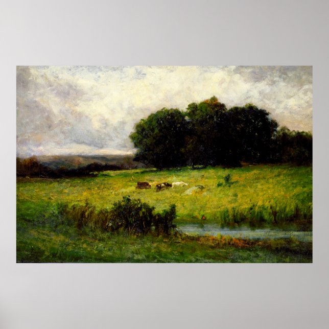 Cattle Near Stream - Edward Mitchell Banister Poster (Framsidan)