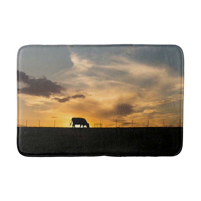 Cattle Sunset Silhouette Badrumsmatta (Framsidan)