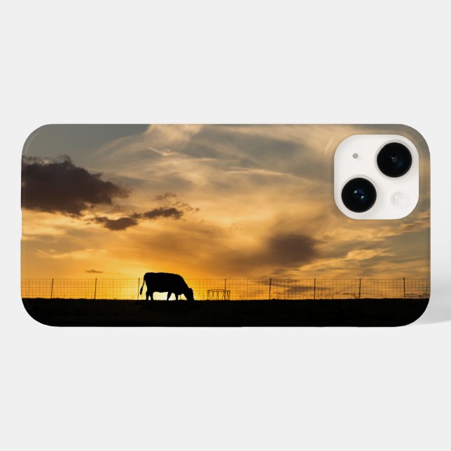 Cattle Sunset Silhouette iphone case (Baksida (horisontell))