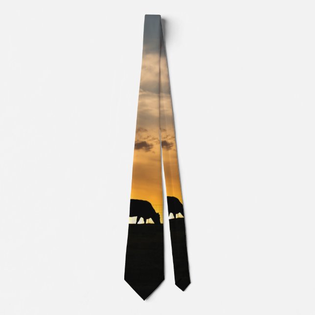 Cattle Sunset Silhouette Neck Tie Slips (Framsida)