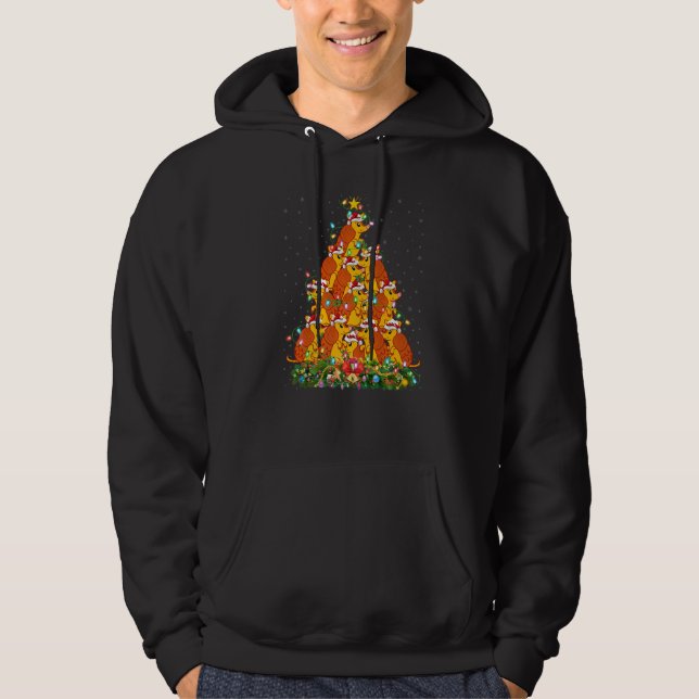Cattle  Xmas Lights Santa Cattle Christmas Tree Hoodie (Framsida)