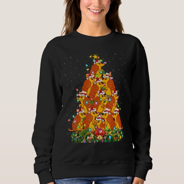 Cattle   Xmas Lights Santa Cattle Christmas Tree T Shirt (Framsida)