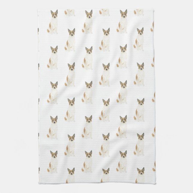 Cattledog Heeler (rödvit) Kökshandduk (Vertikal)