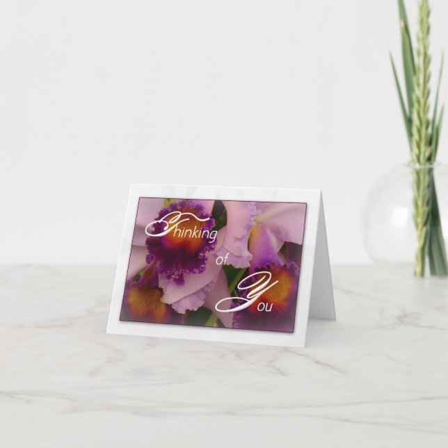 Cattleya Hybrid Orchid Thinking of You Note Card Kort (Framsida)