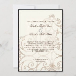 Cattleya Orchid Black Cream - Bröllopsinbjudan Inbjudningar