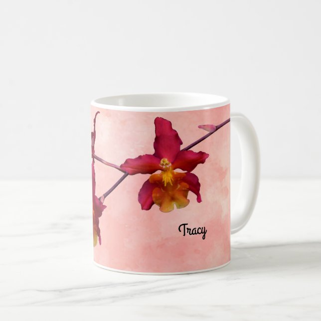 Cattleya Orchid Mugg, lägg till ditt namn Kaffemugg (Framsida höger)