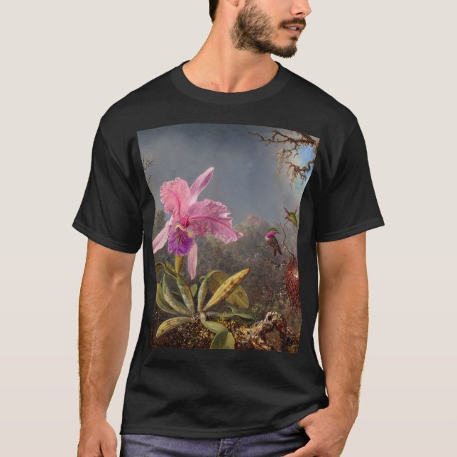 Cattleya Orchid och tre Hummingbird by Heade T Shirt (Framsida)