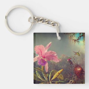 Cattleya Orchid och tre Hummingbird Heade