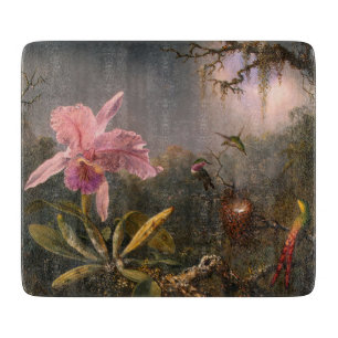 Cattleya Orchid och tre Hummingbird (Heade)