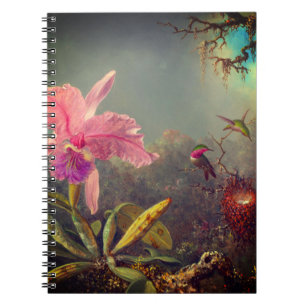 Cattleya Orchid och tre Hummingbird Heade Anteckningsbok