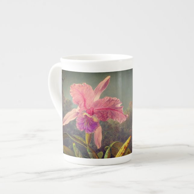 Cattleya Orchid och tre Hummingbird Heade Benporslin Mugg (Framsida vänster)