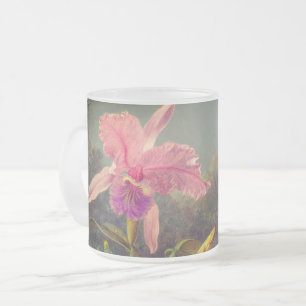 Cattleya Orchid och tre Hummingbird Heade Frostad Glasmugg