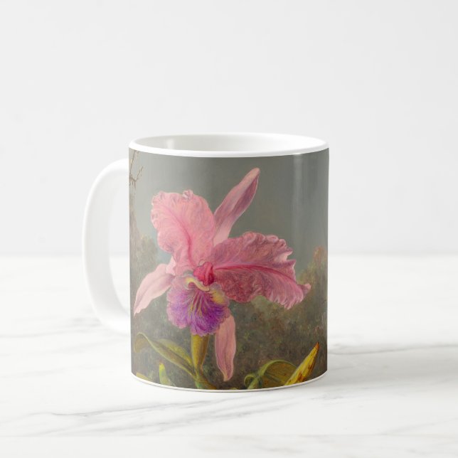 Cattleya Orchid och tre Hummingbird Heade Kaffemugg (Framsida vänster)