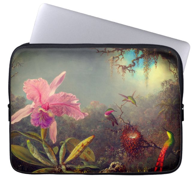 Cattleya Orchid och tre Hummingbird Heade Laptop Fodral (Framsidan)