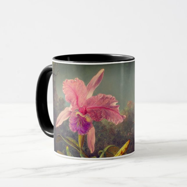 Cattleya Orchid och tre Hummingbird Heade Mugg (Framsida vänster)