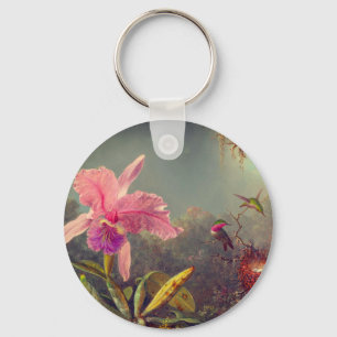 Cattleya Orchid och tre Hummingbird Heade Nyckelring