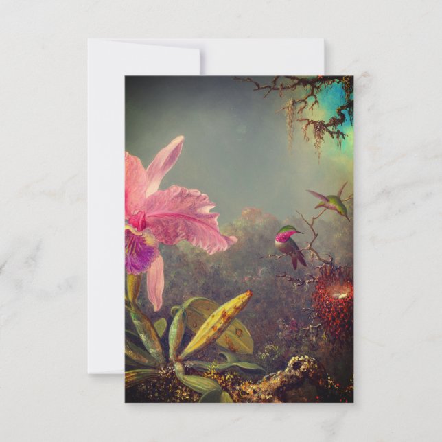 Cattleya Orchid och tre Hummingbird Heade OSA Kort (Framsida)