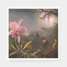 Cattleya Orchid och tre Hummingbird (Heade) Pappersservett