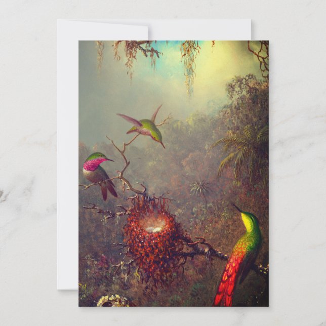 Cattleya Orchid och tre Hummingbird Heade Spara Datumet (Framsida)