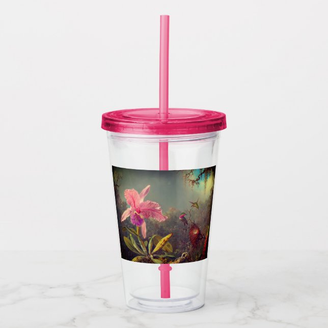 Cattleya Orchid och tre Hummingbird Heade Take Away Mugg (Framsida)