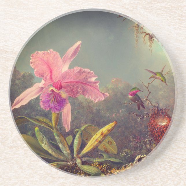 Cattleya Orchid och tre Hummingbird Heade Underlägg (Framsidan)