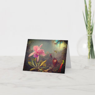 Cattleya Orchid och tre kolibrier Heade Inbjudan
