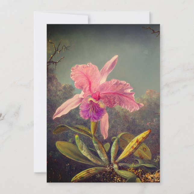 Cattleya Orchid och tre kolibrier Heade Inbjudningar (Framsida)