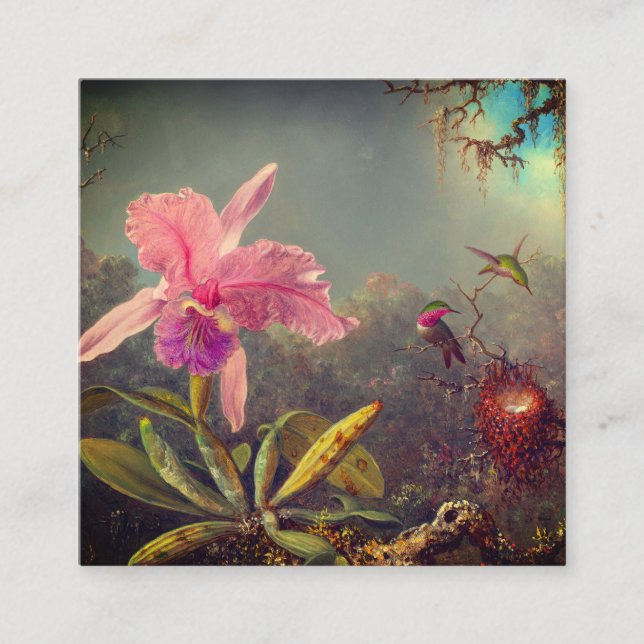 Cattleya Orchid och tre kolibrier Heade Tilläggskort (Framsida)