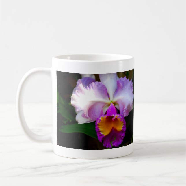 Cattleya Orchid - vit/lila/gult Kaffemugg (Vänster)