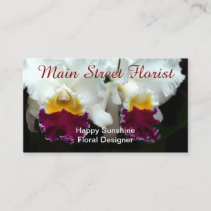 Cattleya Orchidvit och röda blommor Visitkort