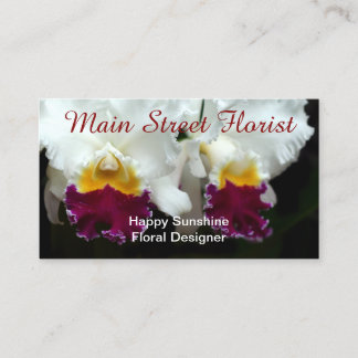Cattleya Orchidvit och röda blommor Visitkort