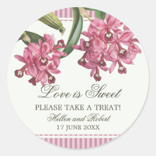 Cattleya Rosa Orchid Wedding Favor Runt Klistermärke