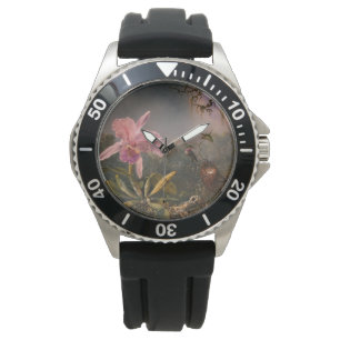 Cattleyaorkidé och tre kolibrier (Heade) Armbandsur