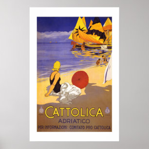 Cattolica italienvintage resor poster
