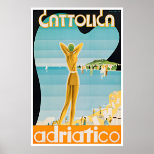 Cattolica konst Rimini reseraffisch Adriatiska hav Poster