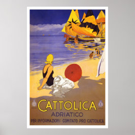 "Cattolica" Vintage Italienska reseposter Poster