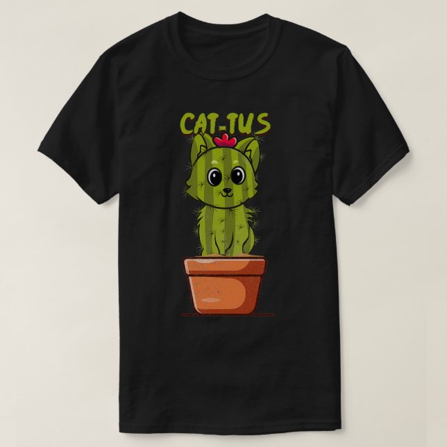 CatTus Cat Cactus  Succulent Plant Älskare T Shirt (Design framsida)