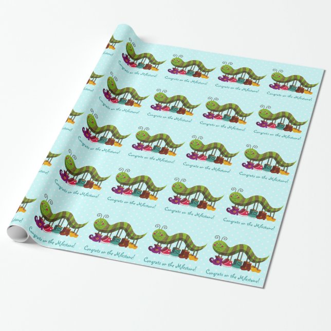 Catty Caterpillar Glansigt Presentpapper 2' x 6 (Utrullad)