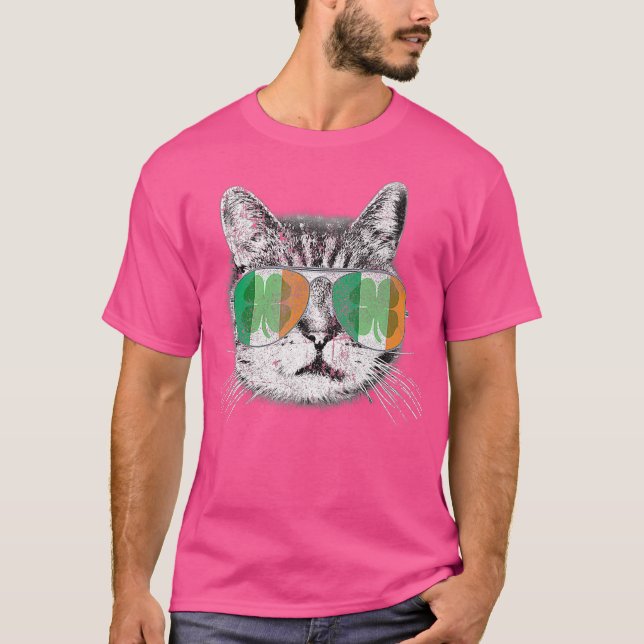 Cattys Cat Shamrock St patricks day Saint Paddys T Shirt (Framsida)