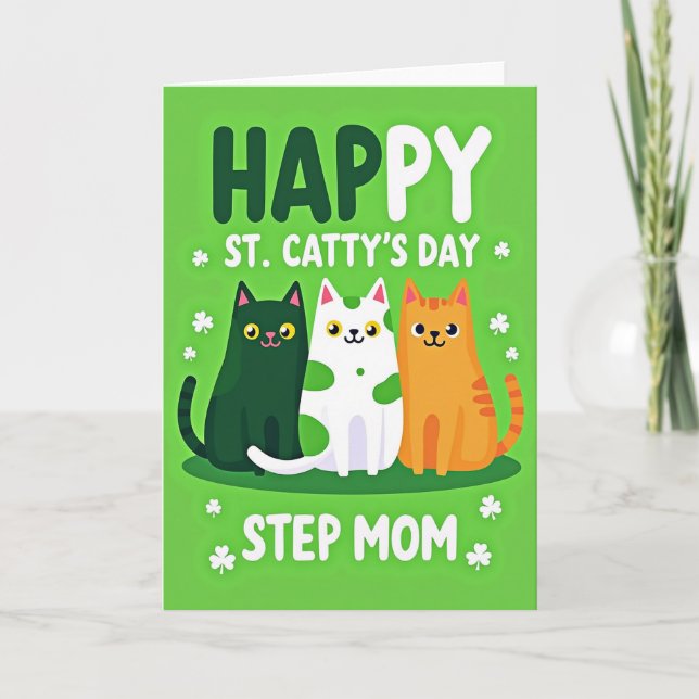 Cattys dag kattmönsterkort kort (Framsida)