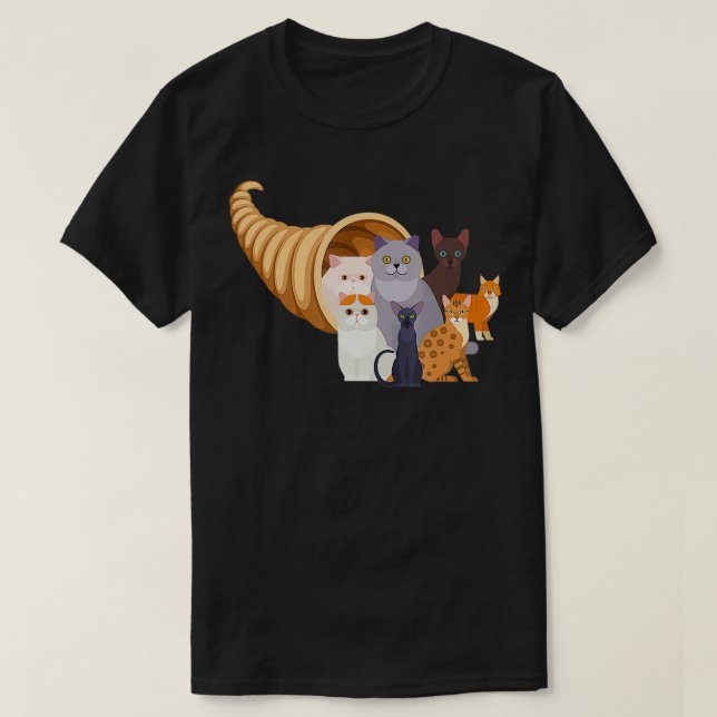 Catucopia Cats Cornucopia Trendiget Funny Thanksgi T Shirt (Design framsida)