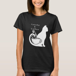 Caturday & Coffee Cute Cat and Coffee Älskare Desi T Shirt