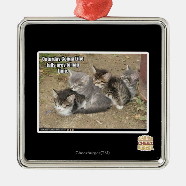 Caturday Conga Line Julgransprydnad Metall (Framsidan)